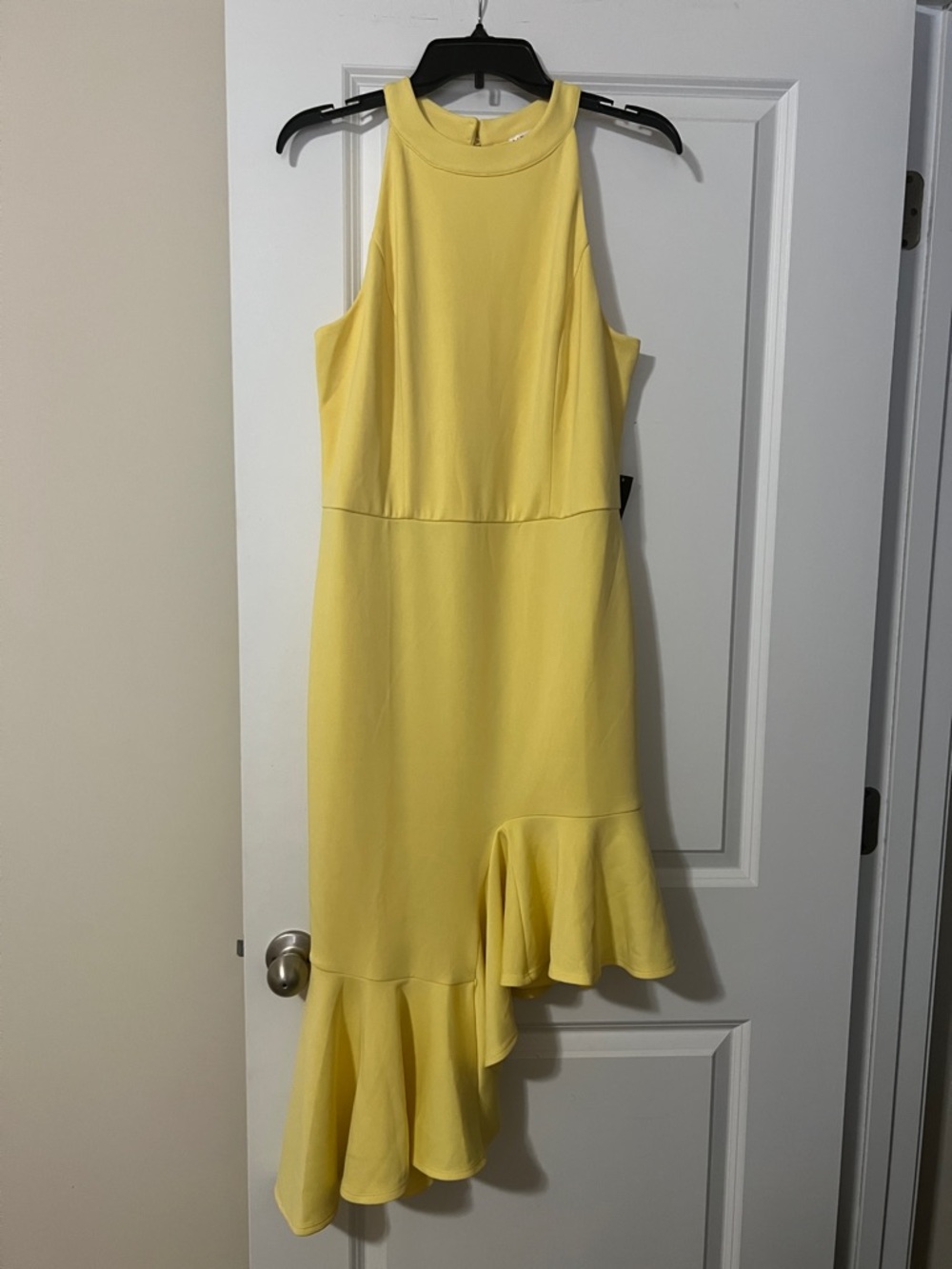 VENUS Yellow High-Low Halter Ruffle Dress